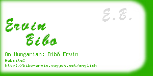 ervin bibo business card